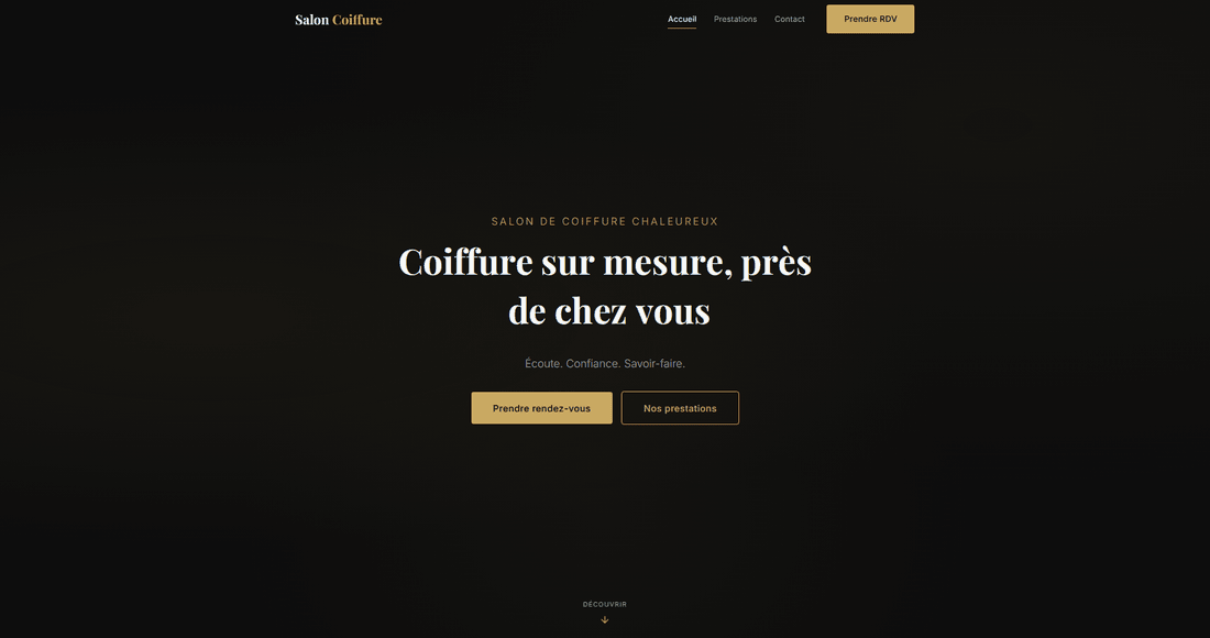 Site L'Atelier Coiffure — design moderne avec animations
