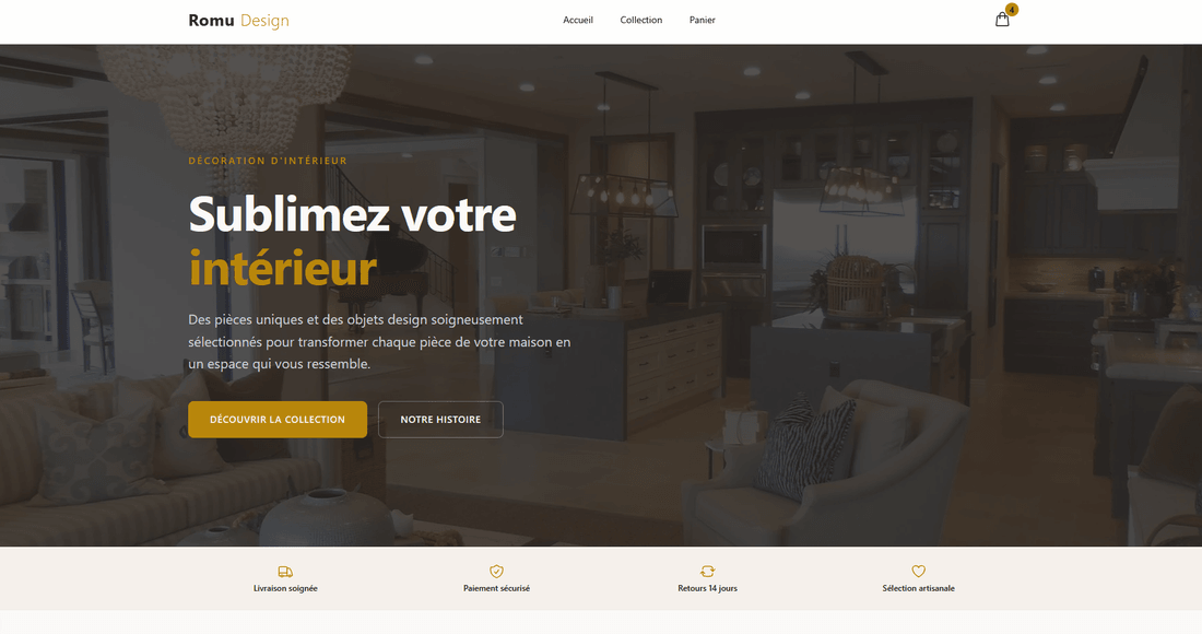 Boutique en ligne L'Atelier Déco — e-commerce décoration
