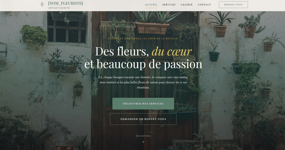 Site L'Atelier Fleuriste — design floral épuré