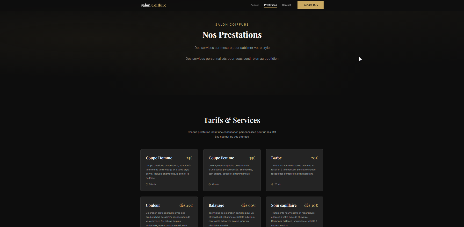 Coiffure - Prestations