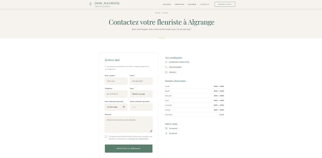 Fleuriste - Contact