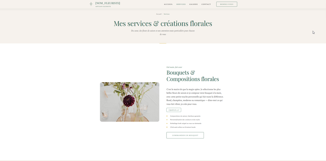 Fleuriste - Services